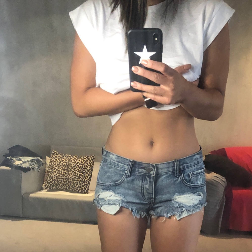 Tobi Distressed Denim Shorts